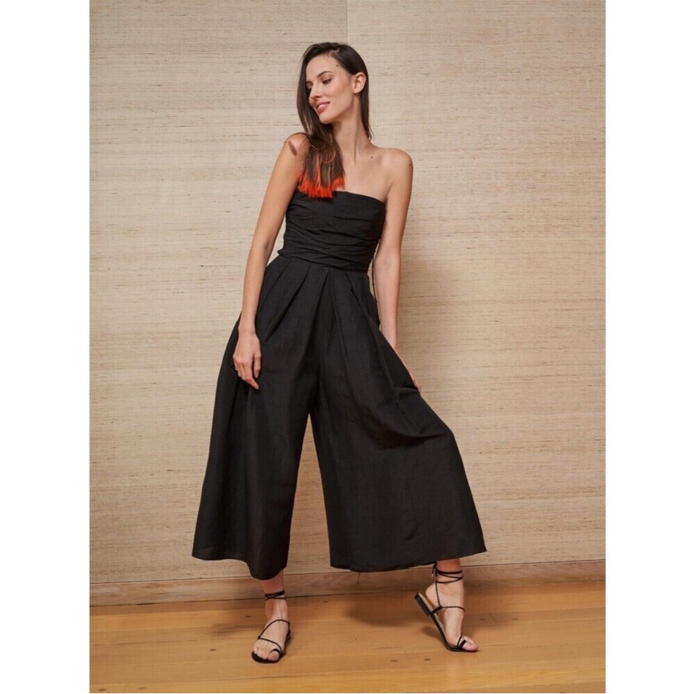 La Ligne Black Strapless linen mason Jumpsuit XS
